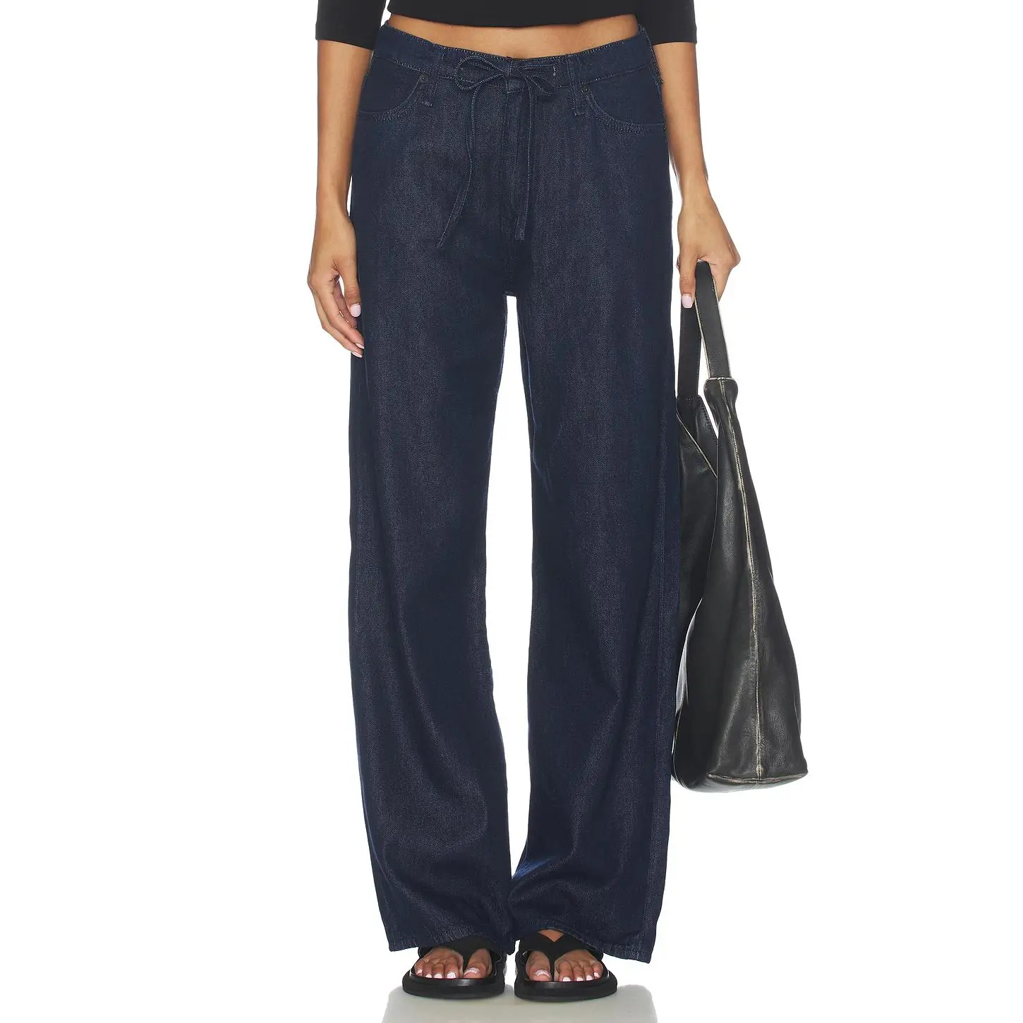 Rag & Bone Phoebe Featherweight Drawstring Wide Jeans in Dusk Rinse