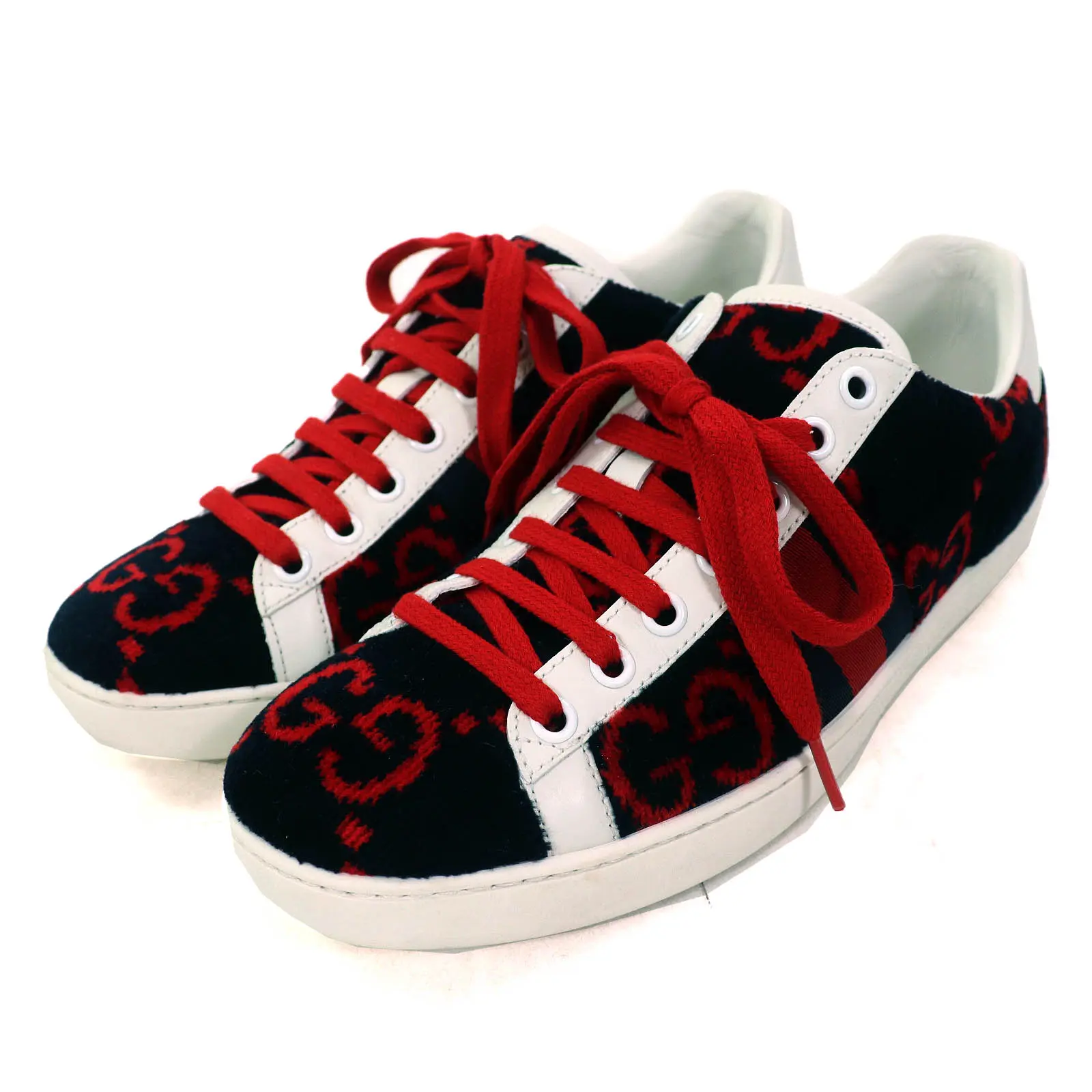 Pre-owned GUCCI Cotton Small Leather Goods Low cut sneakers Terry cloth GG pattern sneakers