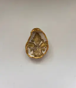 Gold Fleur-De-Lis Oyster Shell Trinket Dish | Decorative Shell Decor