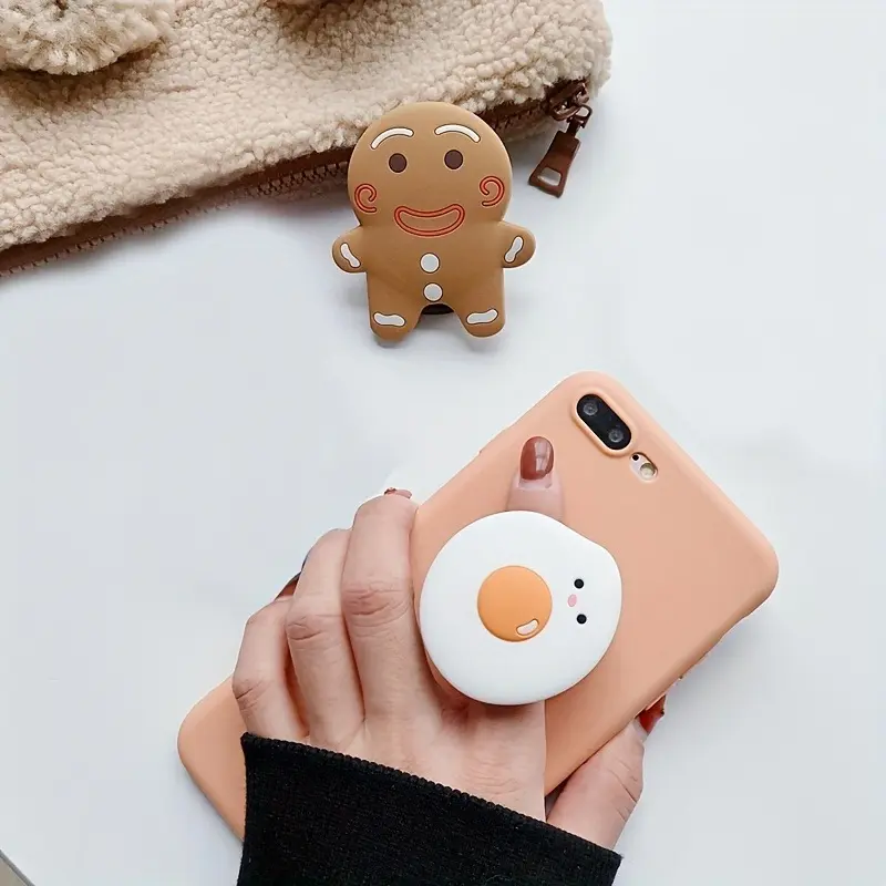 Cotton Shaped 3D Silicone Mobile Phone Stand Socket Pocket Finger Grip Ring Phone Holder Expanding Stand Cell Phone Mount For All Mobile Phones