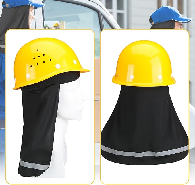 Yeomoo 4 Pieces Hard Hat Sun Shade with Neck Flap, Cooling Skull Cap for Outdoor Work, Fishing & Hiking,camping essentials