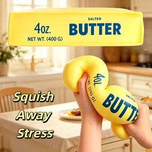 Jumbo Butter Squishy Ultra Soft Butter Stick Squishy Toy with Filling Inside, Slow Rising Stress Relief Fidget Toy, Cute Sensory Decompression Toy for Teens & Adults