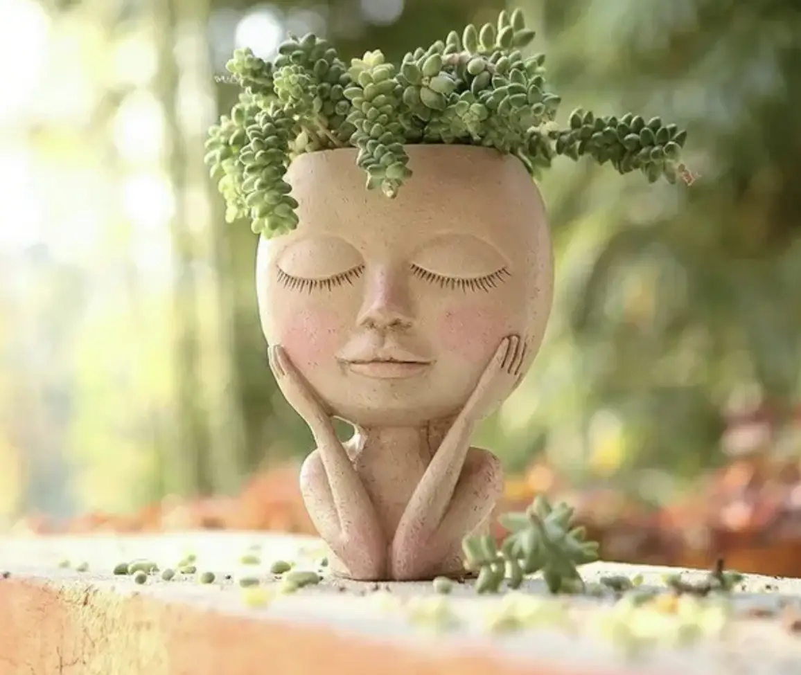 Nordic face planter for indoor and outdoor use. Perfect for small plants, succulents, herbs, perfect for housewarming gift or mother day gift. Face gi