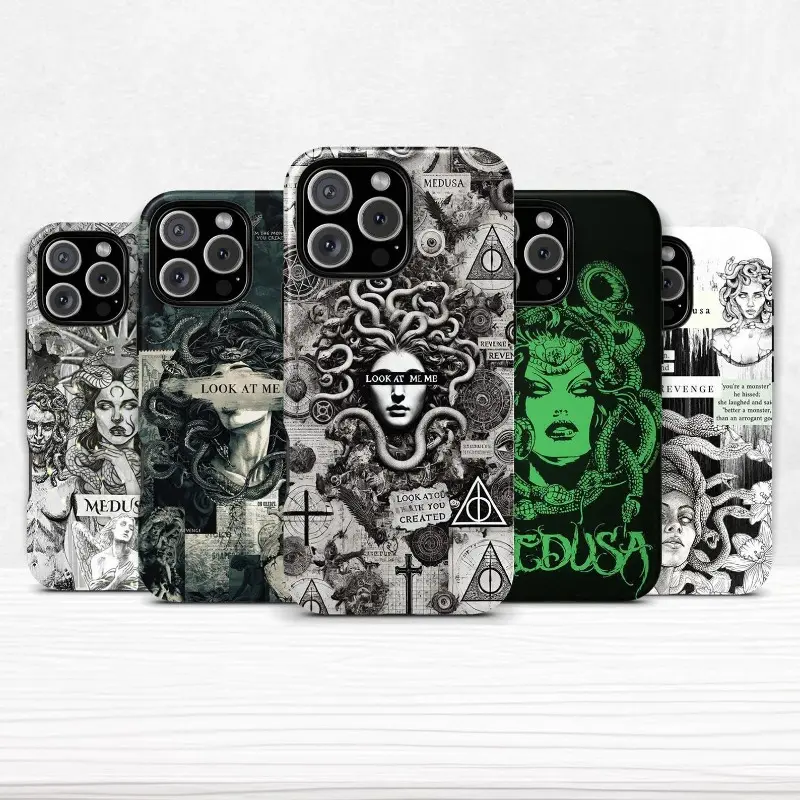 Medusa-Themed Dual-Layer Protective Phone Case — Compatible with iPhone 11–17 Pro Max/Plus Series and Samsung Galaxy S23– Series