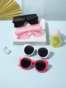 Kids High-Quality Candy Color Casual Square and Vintage Cat Eye Sunglasses, Lightweight Durable, Perfect for Daily Wear, Birthday Gift