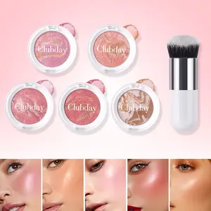 Marble Blush Powder with Brush, Shiny Silky Smooth, Natural Luster, Long Lasting Waterproof, Ideal for Daily & Party Makeup