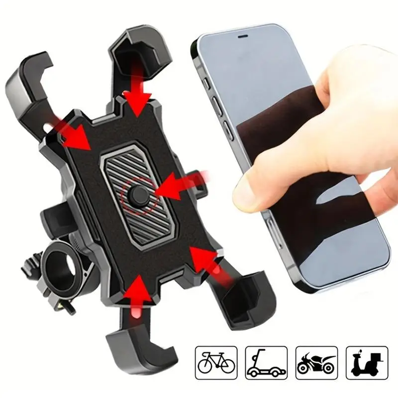 Anti-shock Bike Phone Mount, GPS Navigation Holder for E-bikes & Motorcycles, Bike Phone Holder, Hands Free Cycling Accessory