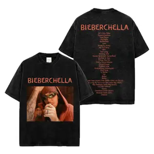 BIEBERCHELLA Acid Washed Tee, Justin Festival Graphic Shirt, Vintage Pop Streetwear, Coachella Inspired Outfit, Music Fan Gift, Oversized Aesthetic Cotton T-Shirt tech jacket orange black silverfish clothes