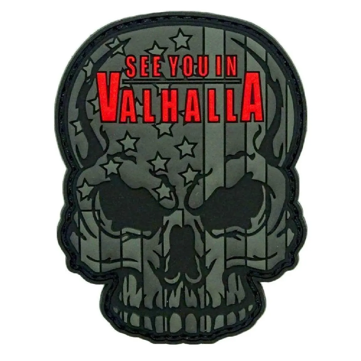 See You Valhalla Skull Odin Viking Patch [PVC Rubber -Hook Fastener -S2]