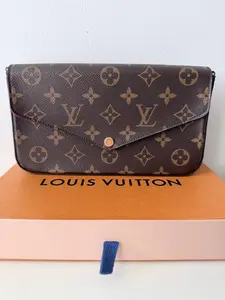 Pre-owned Coated Canvas with Leather Trim Shoulder Bags Louis Vuitton Félicie Pochette – Monogram Canvas with Chain