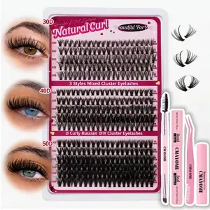 double row eyelashes 300pcs 30D-40D-50D Individual Lashes 10-18mm Mixed Eyelash Clusters Natural Lash Extensions with Lash Bond and Seal and Tweezers