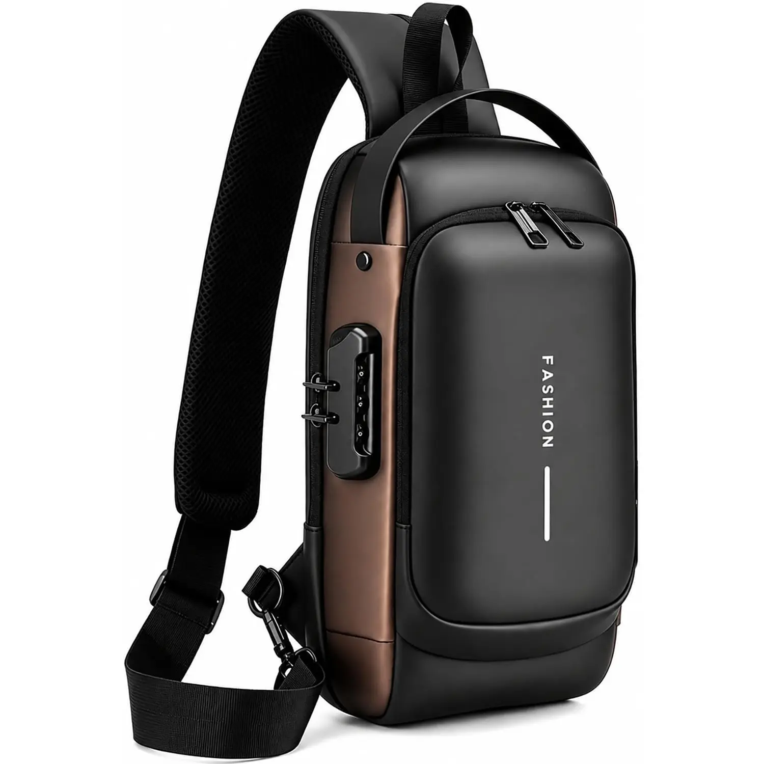 Theft Crossbody Backpack with USB Charging Port, Waterproof Chest Bag with Password Lock TFHUGFHG