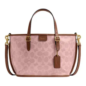 COACH TAXI 21 Classic Logo Pattern Artificial Leather Tote Crossbody Handbag Small Size For Women In Pink