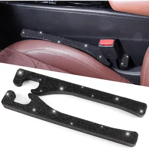 Black Seat Gap Filler Set of 2, Handmade Glitter Crystal Diamond Black Rhinestone Car Gap Filler,Black Car Accessories for Women