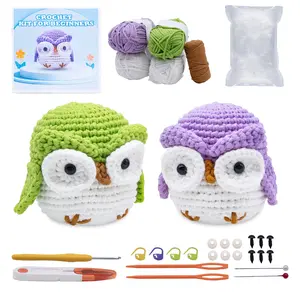 Kawaii Owl Crochet Kit – Beginner DIY Plush Animal Craft Set with Easy Crochet Accessories– Complete DIY Plush Craft Kit with Yarn, Hook, Eyes & Stuffing
