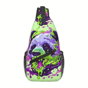 Crossbody Chest Bag Hiking Colorful Panda Head Shoulder Bag Folding Large Capacity Fashion Durable Can Be Used For Shopping, Work, Leisure Travel Beach Bag Fishing Backpack