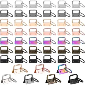 42PCS 1 Inch 7 Colors Keychain Hardware Set for Wristlet, Lanyard and Key Chain Making