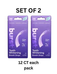 Burst Teeth Whitening Breath Strips (Polar Mint) | Kills 93% of Bad Mouth Germs | Up to 4 Shades Whiter in One Use | Easy to Apply/Quick Dissolving - Set of 2 (12 ct each) Whiter teeth and remove surface stains