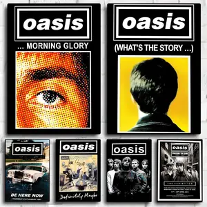 Classic Rock Band O-OASIS Poster Peel & Stick Poster Set Wall Art – Self-Adhesive Aesthetic Room Decor | Gallery-Quality Waterproof Fade & Scratch Resistant Prints | Living Room, Bedroom, Dorm Home Decoration Multiple Sizes