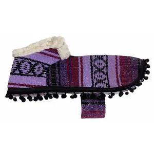 Size 00-3WN Purple/Black Dog Poncho/Sarape with Fur