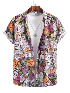 Men's Fashion Casual Hip Hop Digital Print Short Sleeve Shirt, Stylish Summer Top, Comfortable Cotton Material, Perfect for Daily Wear