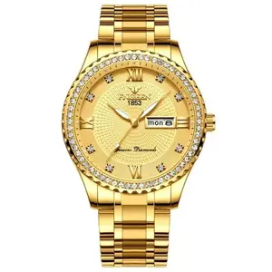 Waterproof Gold Men’s Watch – Classic Stainless Steel Quartz Analog Business Gift