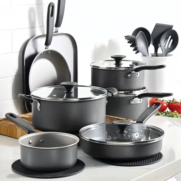 Tramontina Primaware 18-Piece Nonstick Cookware Set, Asphalt