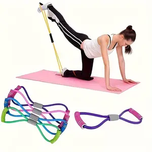 8-Strand Resistance Bands with Foam Handles, Stackable Medium Tension for Core Arm & Leg Workouts, Beginner Yoga Pilates Training, Home Pilates Equipment