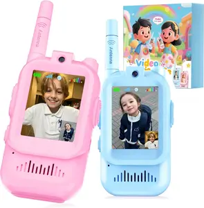 Mothers Day Gift Video Walkie Talkies for Kids with Screen Display, 2 Pack Rechargeable Walkie Talkies with HD Camera, Kids Walkies Talkie Toys for Ages 3-12, Voice Changer & Real-Time Video Chat (Pink & Blue)