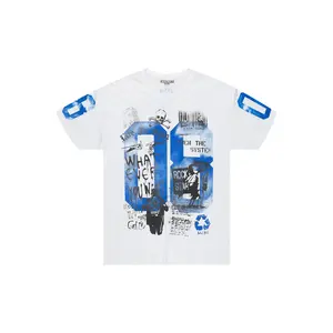 Grill 2.0 White/Blue Oversized Graphic T-Shirt