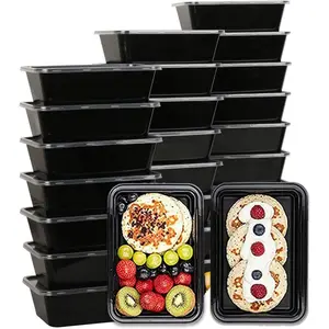 50 Pack Meal Prep Container, Disposable Lunch Box, Food Storage Washable Containers with Lids, Reusable Plastic Bento Box Microwave/Dishwasher/Freezer Safe (750ML/ 26 OZ)