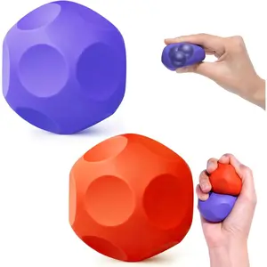 Sensory Stress Balls - Fidget Toys for Adults & Teen, Silicone Polyhedron Hand Therapy Ball with Beads Inside Relief Stress Squeeze Toy for Autism & ADHD, Office Desk Toy