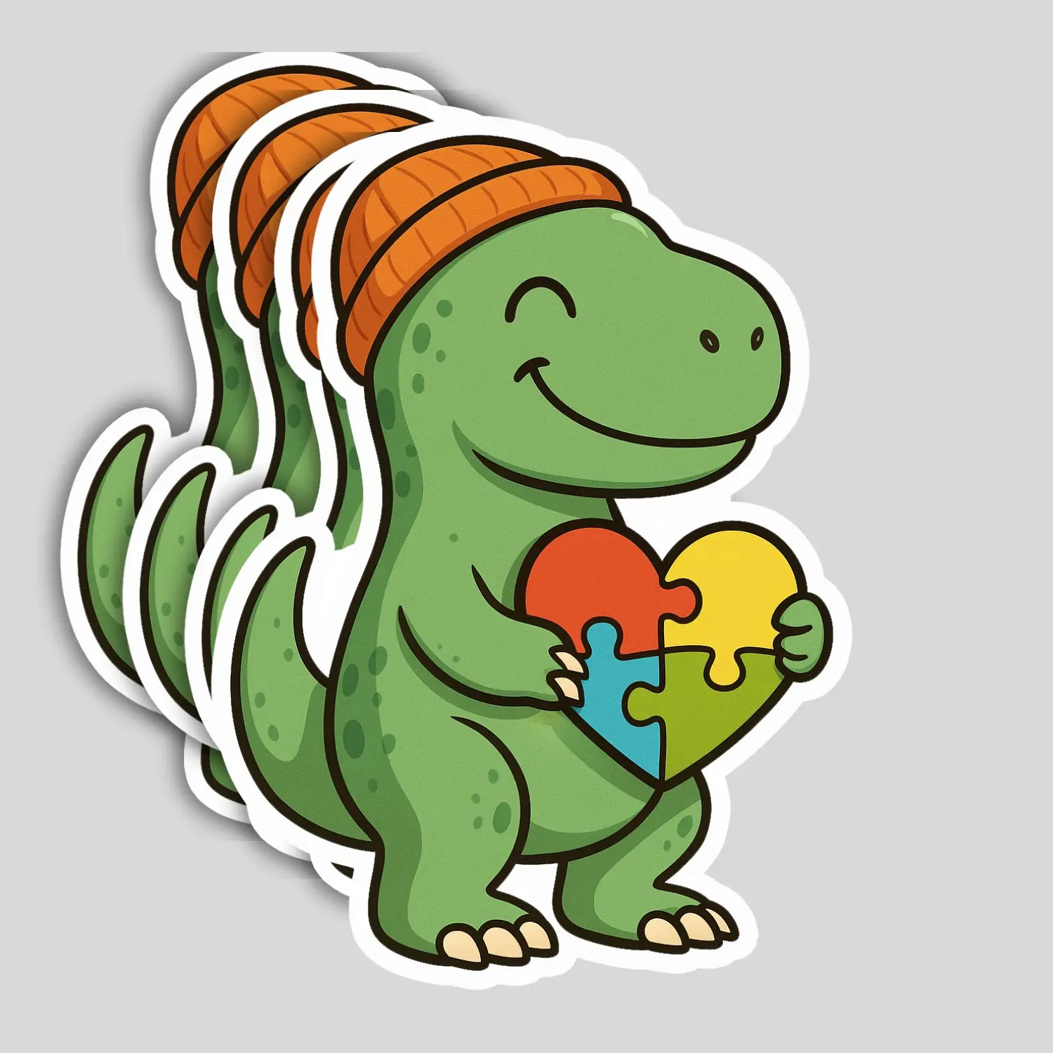 4 Pack Autism Dinosaur Stickers – Waterproof Vinyl Decals for Laptop, Car, Window, Door – Cute Autism Awareness Design