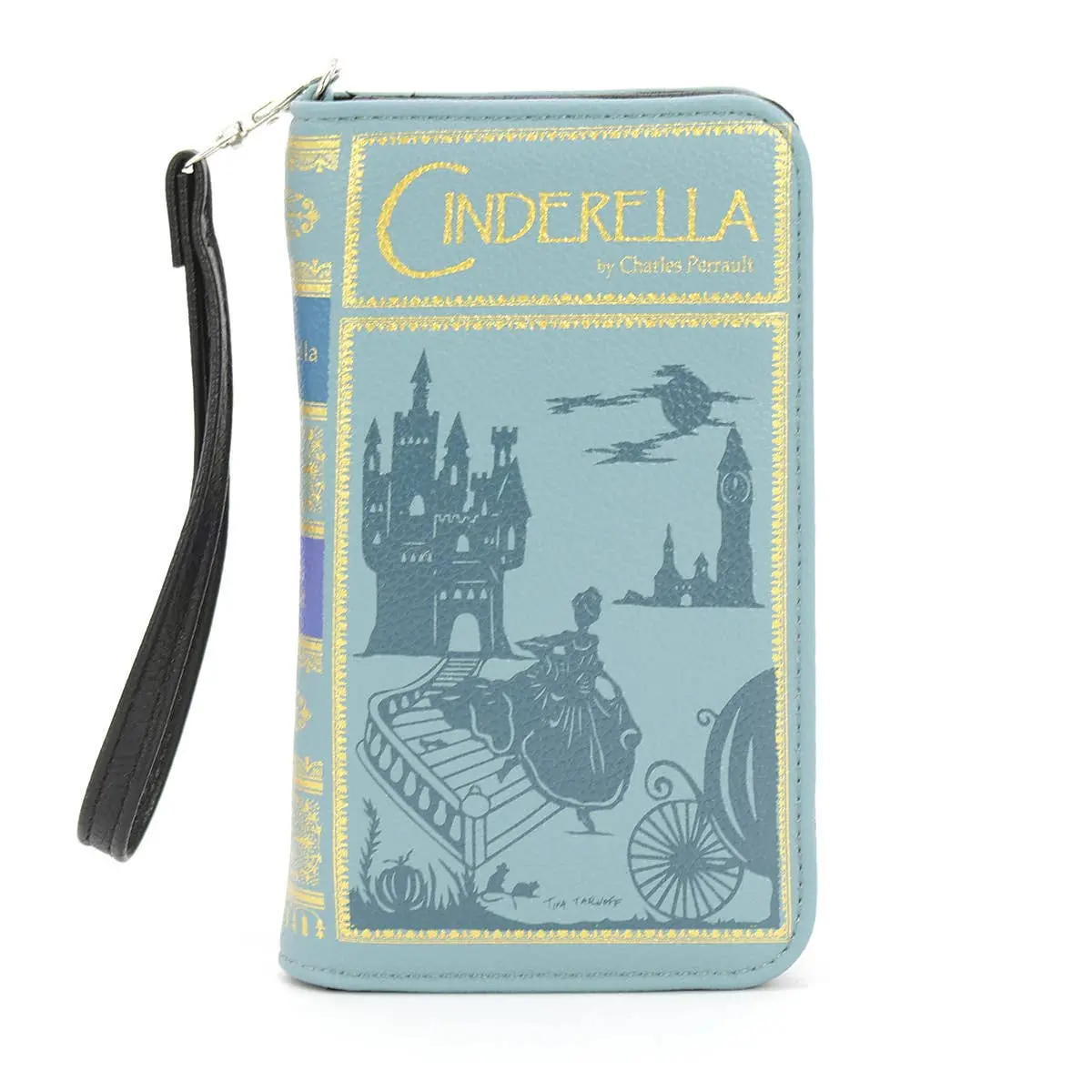 Cinderella Book Wallet Wristlet with Unique Design and Black Handles