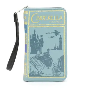 Cinderella Book Wallet Wristlet with Unique Design and Black Handles