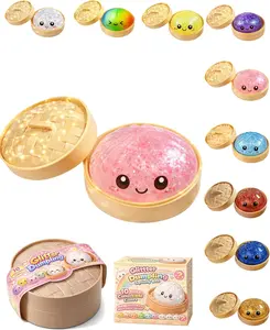 Dumpling Squishy-Rare Glitter Dumpling Stress Ball, Bun Stress Relief Fidget Low Rising with Steamer Dumpling Squishy-Rare Glitter Dumpling Stress Ball, Bun Stress Relief Fidget Low Rising with Steamer