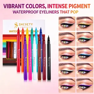 Colorful Liquid Eyeliner Set 12 Pcs | High Pigment Rainbow Eye Liner | Waterproof & Long Lasting | Y2K Aesthetic Matte Neon Liner Kit | Aesthetic Makeup Gift for Women & Girls