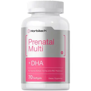 Horbäach Women's Prenatal Multivitamin With DHA, Iron and Folic Acid | 70 Softgels | Non-GMO & Gluten Free
