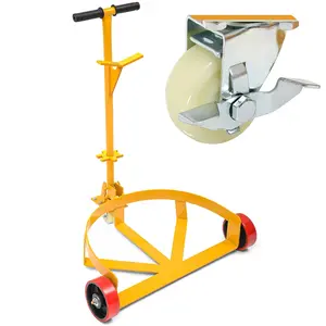 OEDRO 55 Gallon Drum Dolly, 1200lbs Capacity Oil Drum Cart with Bung Wrench Handle and Swivel Wheels with Brake, Low Profile, with Anti-Slip Handle & 3 Casters(1 Sweivel,2 Solid Wheels) with Brake Yellow