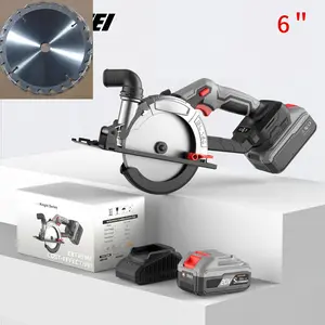 6-inch cordless circular saw, 150mm blade diameter, 55mm maximum cutting depth, brushless motor, cordless circular saw comes with two 4.0Ah batteries, aerospace-grade materials, capable of cutting tiles, wood, laminates, and stone.mechanic tools