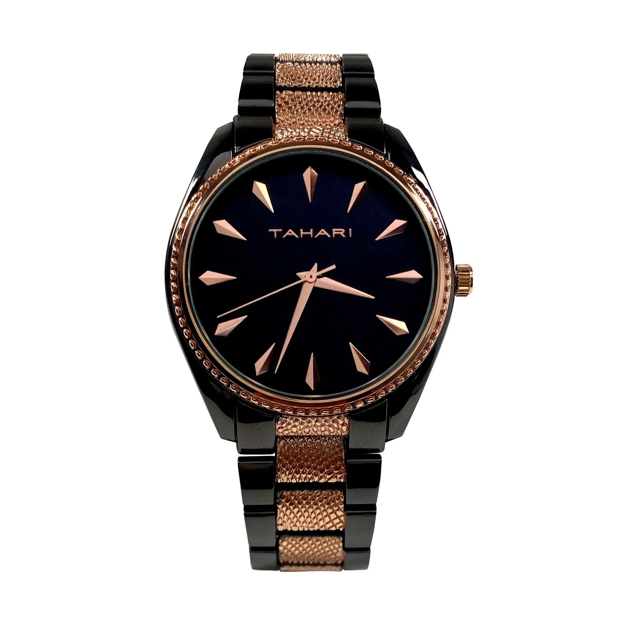 Tahari Women's Black & Rosetone Stainless SteelWatch