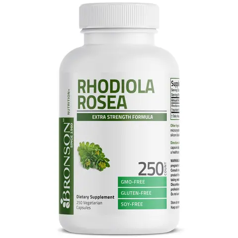 Bronson Rhodiola Rosea Root 4:1 Extract Capsules - 1000 mg High Potency Rhodiola Vitamins Supplements, Natural Healthcare Dietary Supplement for Adults, Gluten-Free, GMO-Free, Vegetarian, Cortisol Support, Healthy Fitness Aid