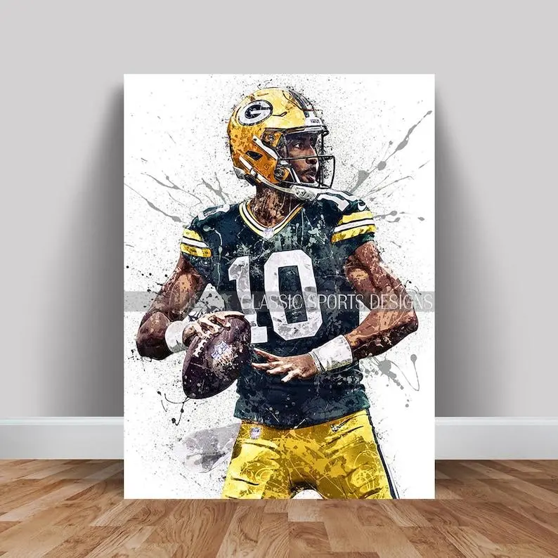 Jordan Love Poster Print Unframed, Green Bay Packers, Wall Art Print, Kids Decor, Man Cave Gift, Sports Art