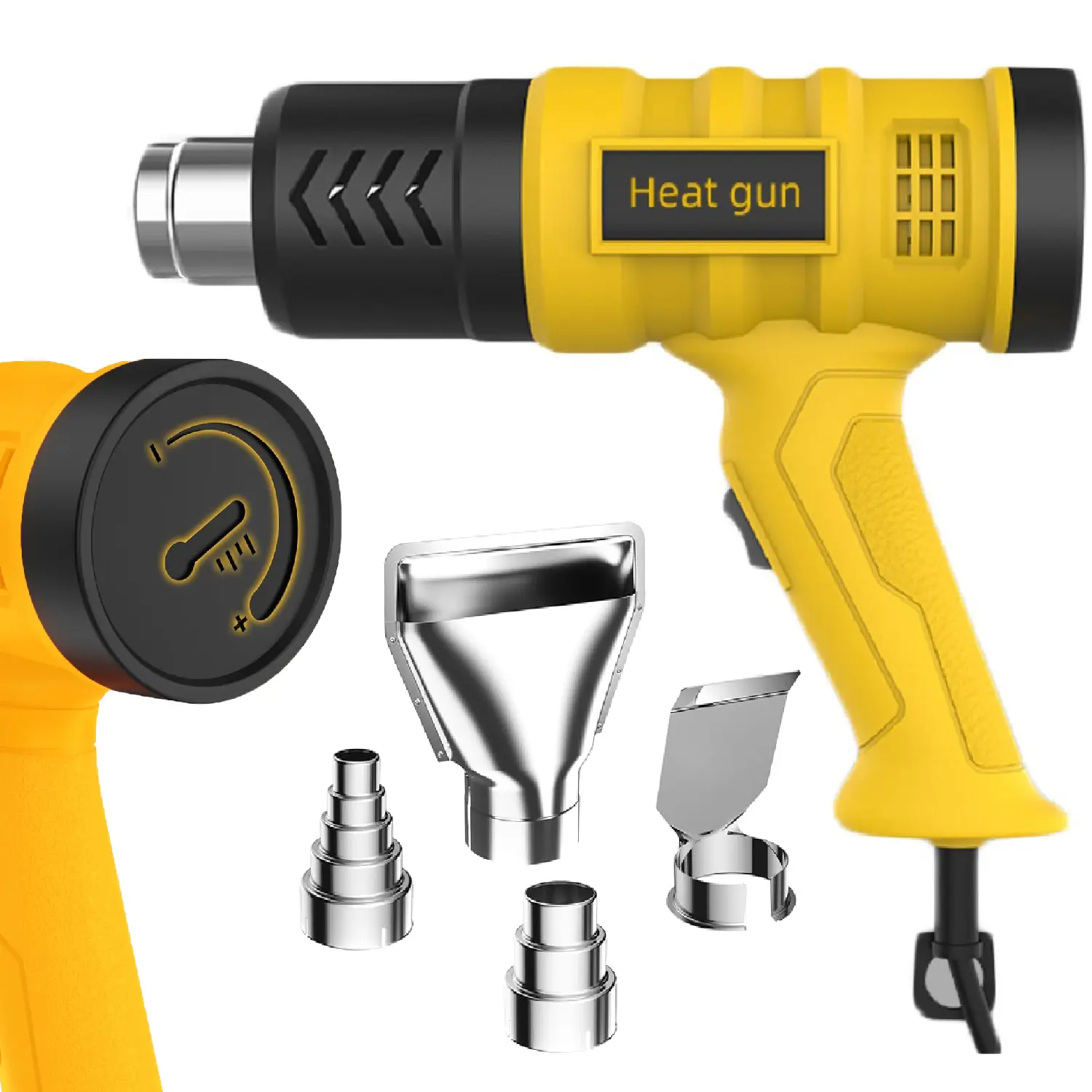 2000W Heat Gun, Heavy Duty Hot Air Gun Kit ,140℉-1202℉（60℃- 650℃）Fast Heating,Variable Temperature Control Overheat Protection with 4 Nozzles Attachments for Crafts, Shrink Wrapping/Tubing, Paint Removing, Epoxy Resin