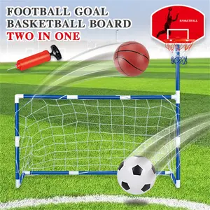 Basketball Board Soccer Goal Shooting Kicking Football Two-In-One Portable Basketball Goal Indoor Outdoor Parent-Child Interactive Sports Toy Soccer Goal Net