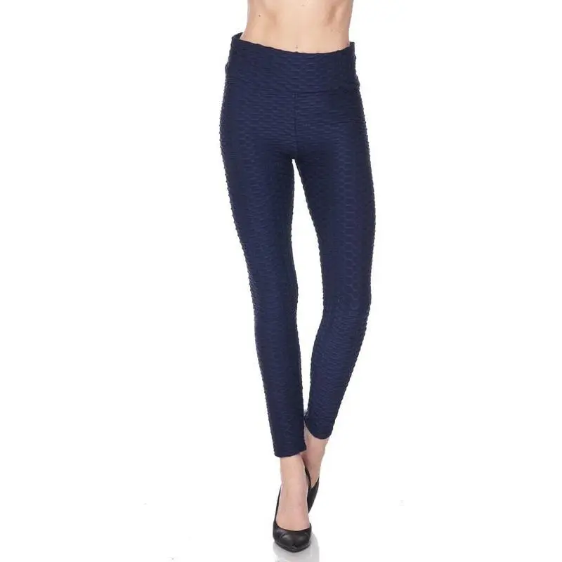 Kylie Scrunch Butt Anti Cellulite Honeycomb Texture Leggings Navy