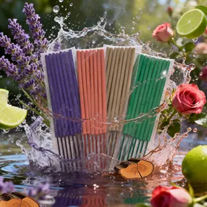 Extra Long Thick Handmade Incense Sticks 27.5cm Multi-Color Bamboo Base Zen Aroma Incense For Tea Room 9 Count Single Scent Pack