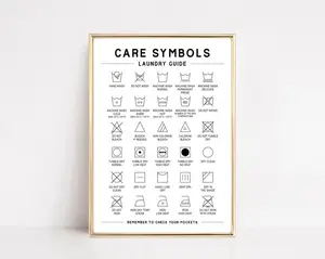 laundry care symbols guide Poster ,laundry room decor Poster ,laundry art ,washing symbols printable ,laundry room signs .