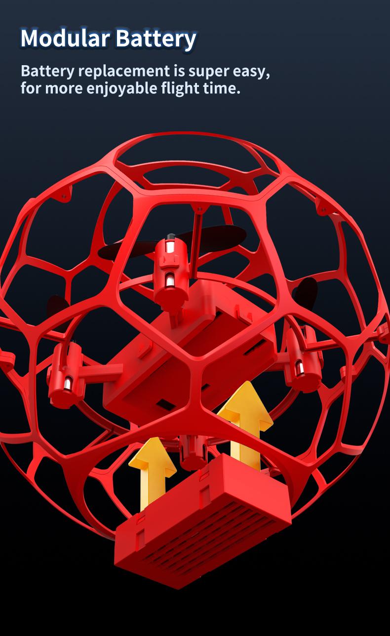 Four-Axis Football Stunt Drone | 360° Rolling & Hovering | Anti-Collision Remote Control Aircraft | Competitive Spherical Aeromodel