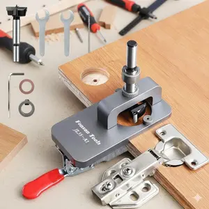 35mm Adjustable Depth Hinge Jig, Tungsten Carbide Drill Bits for Cabinet Doors, High-Precision Woodworking Template System, Heavy Duty Concealed Hinge Installation Kit for DIY Furniture